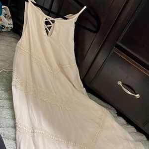 Cream with lace accent short dress